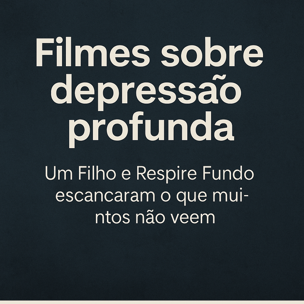 Capa com fundo escuro e o título “Filmes sobre depressão profunda – Um Filho e Respire Fundo escancaram o que muitos não veem”, remetendo a filmes sobre saúde mental.